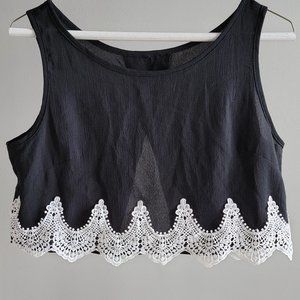 Black and White Lace Crop Top